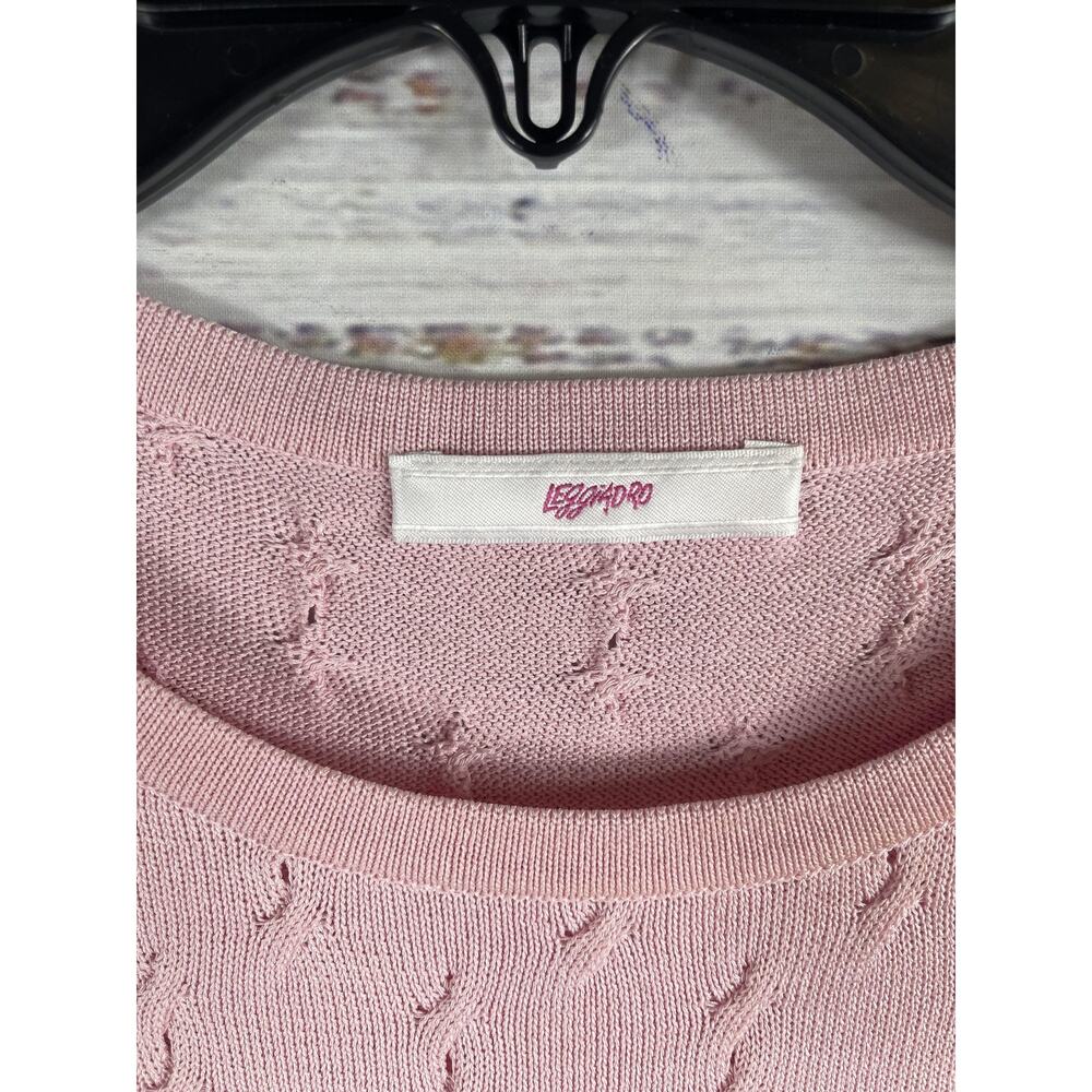 Leggiadro Sweater Dress Women's Size S Pink Cotton Silk Knit Short Sleeve Italy - Picture 5 of 9